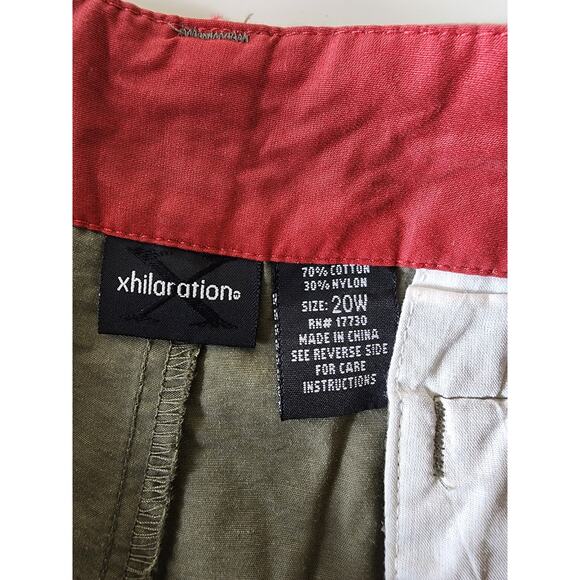 XHILARATION Y2K Green Red Nylon Cotton Blend Cargo Tech Wide Leg Pants SZ 20W - Picture 5 of 7